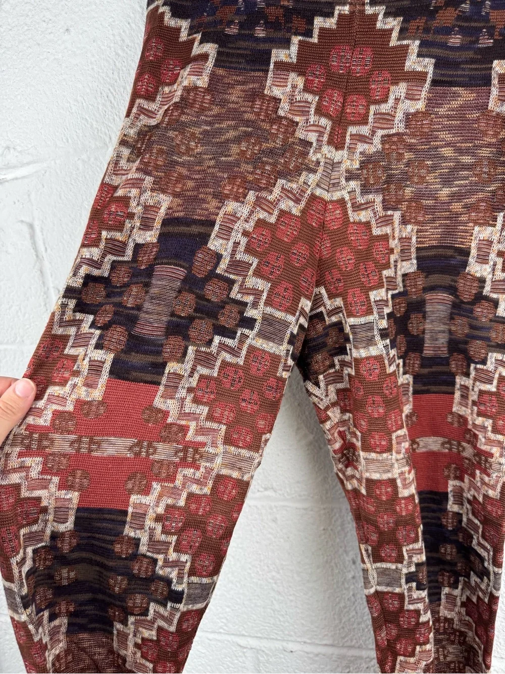 Free People Printed Knit Leggings | Boho Aztec Southwest Pattern | Size M